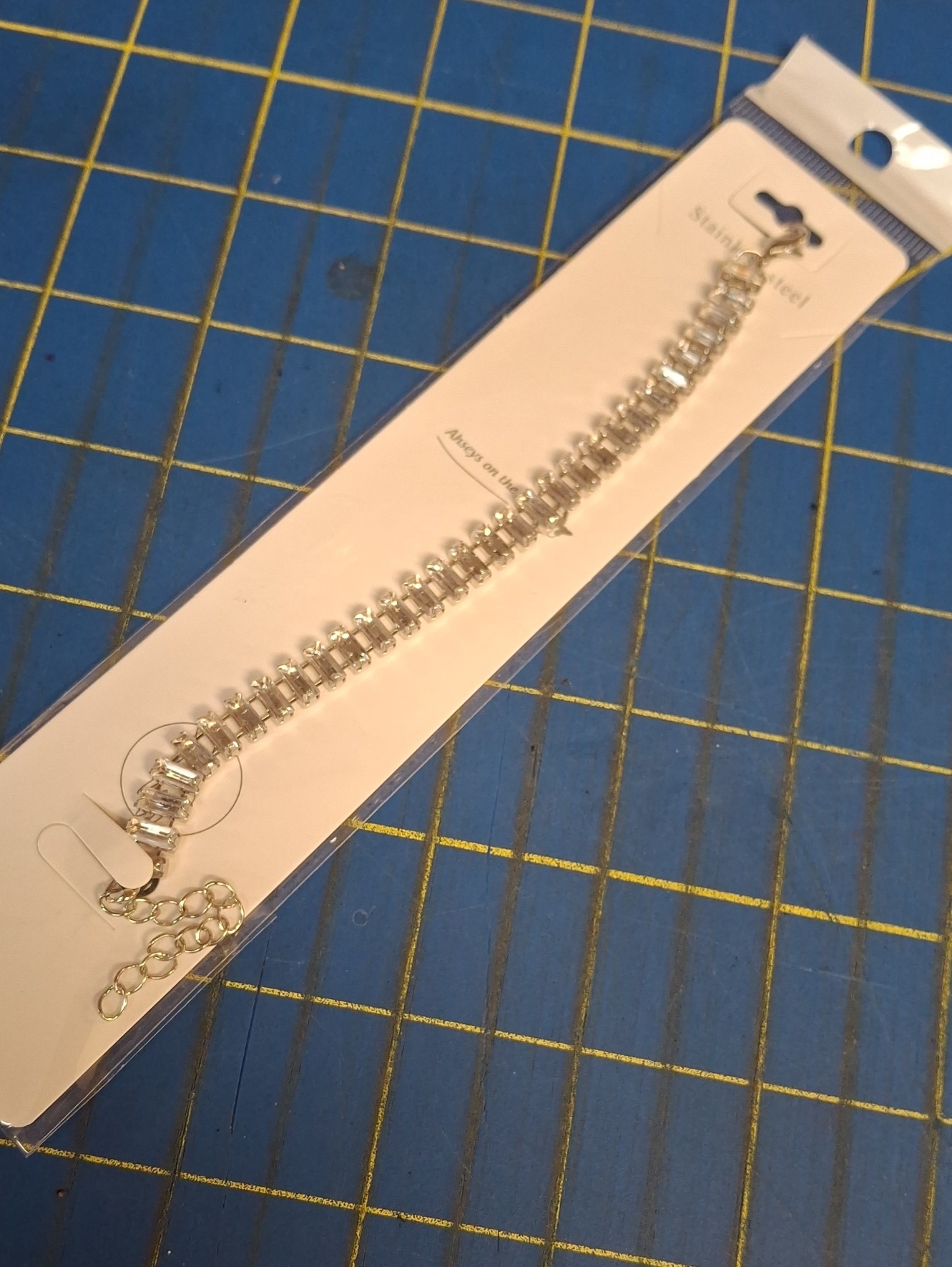 Stainless Steel Crystal Link 6 Bracelet Silver